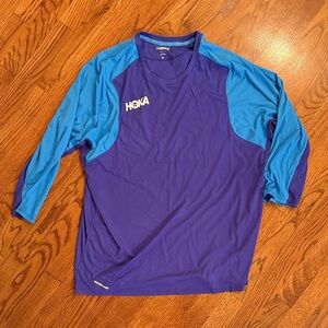 Hoka Blue and Purple Sports Top Men’s XL Slim Fit 3/4 sleeve